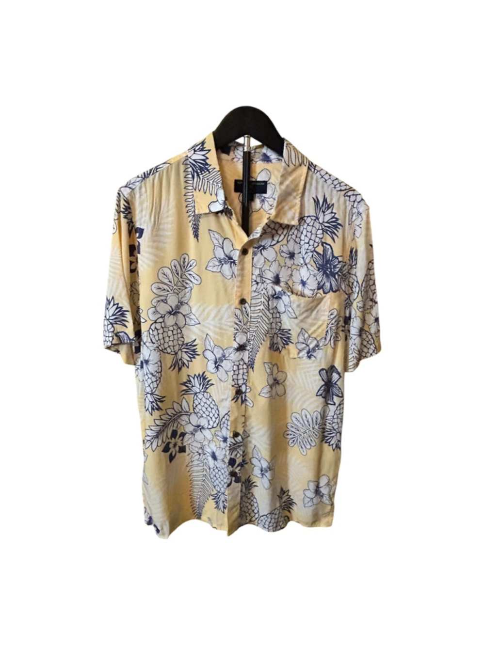 Men's Margaritaville Casual Button Down Shirt S Yellow Blue Floral